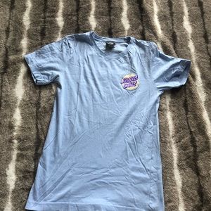 - Original Santa Cruz Skateboard Light Blue Short Sleeve Shirt Women